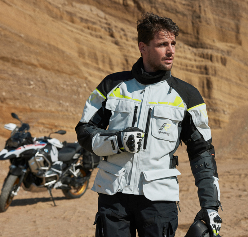 Guy wearing Rukka Explore-R jacket off road